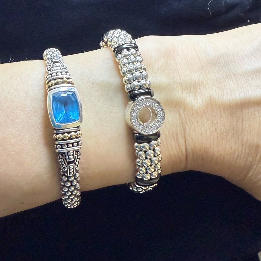 Black Ceramic and Diamond Circle Bracelet from Lagos Sz6 and Sz7( 9mm) - Picture 7 of 11